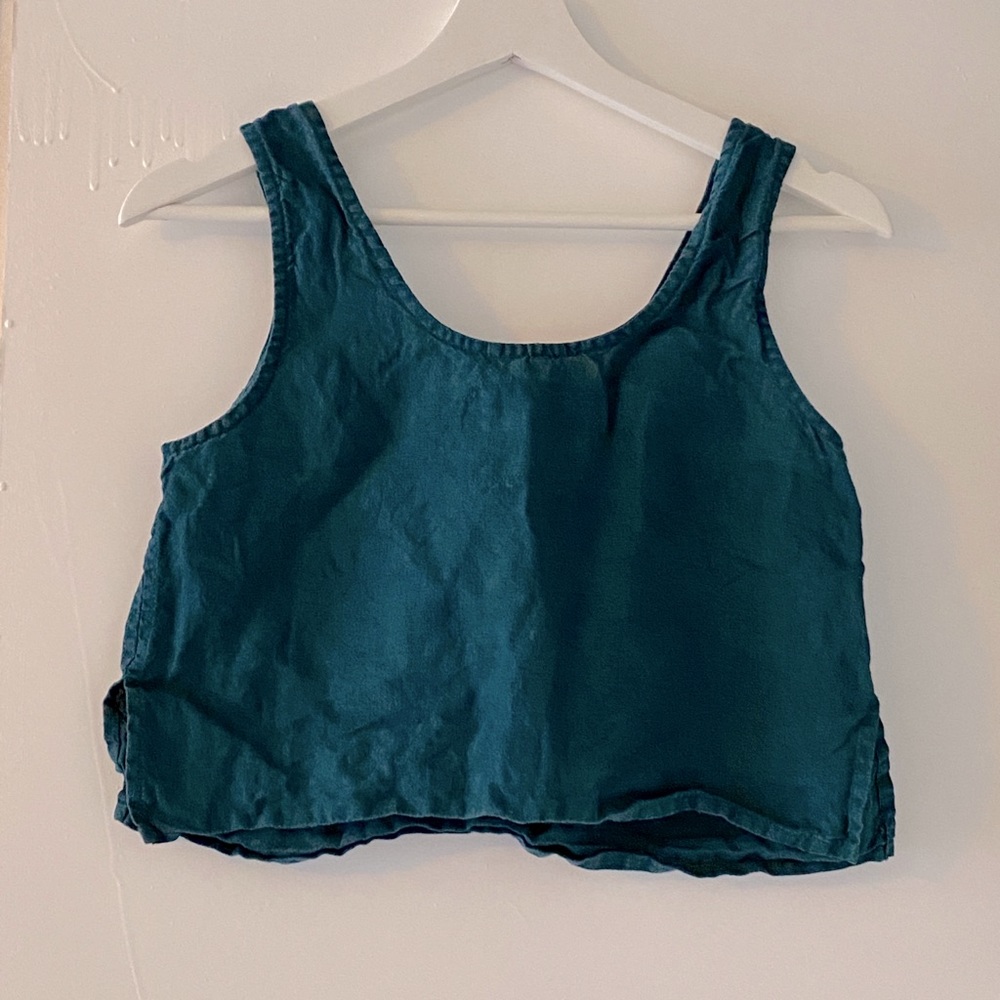 Not Perfect Linen Cropped Bay top with Porto neckline modification